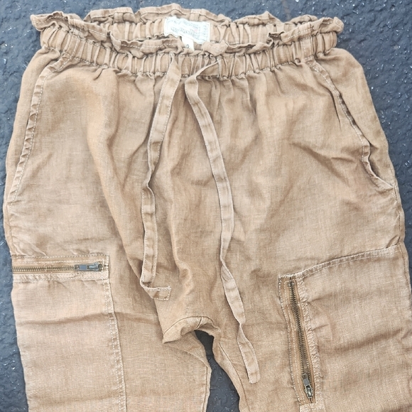 Current/Elliot Aviation Cargo Cropped Linen Pants with Zipper Details Size 2 Med - Picture 5 of 8
